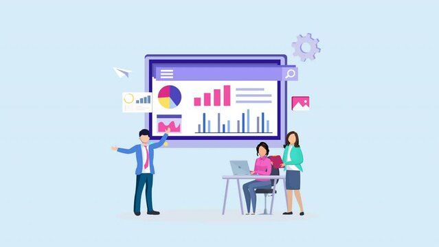 4k animation clip Data analysis. statistical for business finance investment concept on monitor graph dashboard