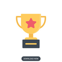 trophy icon, gold-colored trophy icon and red star symbol - icon sport