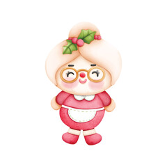 Watercolor woman Christmas Clipart, digital painting