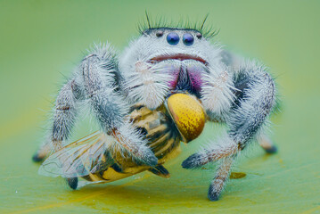 Extreme Close up of spider preying