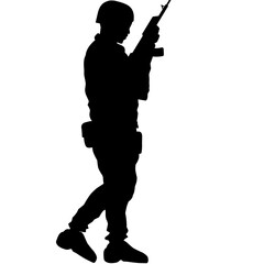 Soldier silhouette vector illustration. Military soldier graphic resources for icon, symbol, or sign. Soldier silhouette for military, army, security, war or defense