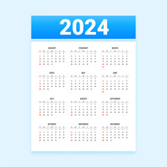 white and blue 2024 annual planner calendar template design
