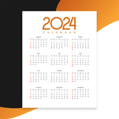 modern 2024 new year calendar layout schedule time and task