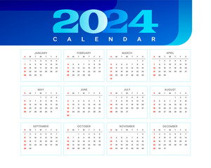 elegant 2024 english calendar template with professional touch