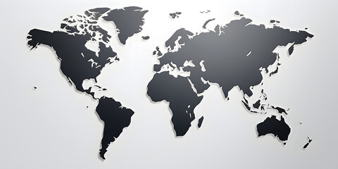 World Map in Faceted Forms on Black Background