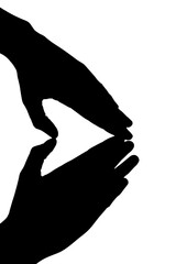 Digital png illustration of silhouette of hands on transparent background