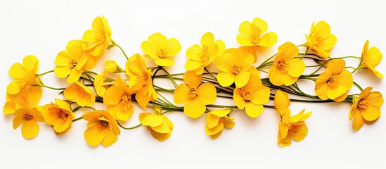 Yellow flowers set against a blank white backdrop suitable for image editing and promotional purposes