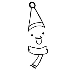 Digital png illustration of happy character with hat and scarf on transparent background