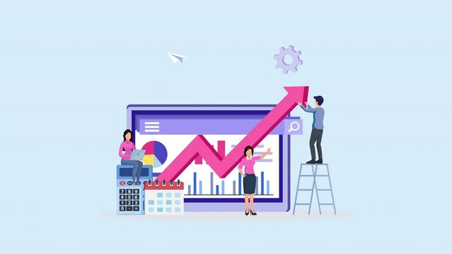 4k animation clip Data analysis. statistical for business finance investment concept on monitor graph dashboard