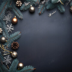 christmas background dark grey with copy space, xmas celebration background