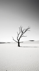 a lone tree in a desert with a sky background