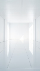 a white room with a white floor and a white ceiling