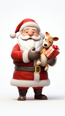 Obraz premium cute santa claus and gift box 3d rendering style, merry christmas background