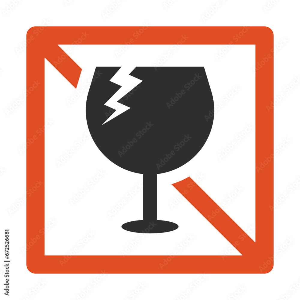Poster caution fragile icon. attention fragile. vector.