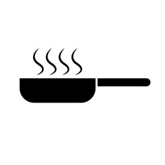 Cooking frying pan and steam silhouette icon. Vector.