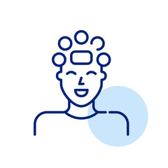 Women wearing retro hair curlers. Pixel perfect, editable stroke icon