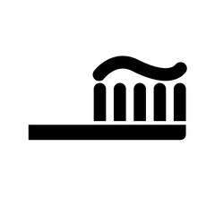 Simple toothbrush and toothpaste silhouette icon. Vector.