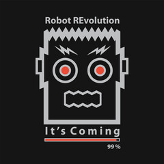 vector illustration of robot head .. t shirt graphics.