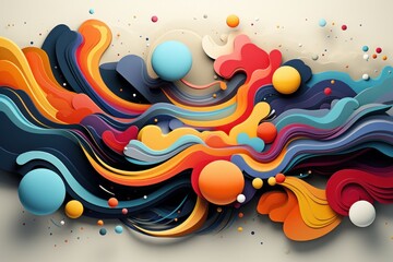 Abstract colorful background with waves and dots.