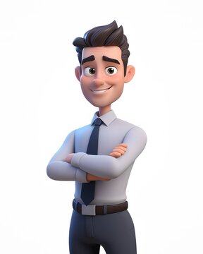  businessman arms crossed 3d cartoon on a white background. 