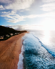 north shore in hawaii coastline drone view - obrazy, fototapety, plakaty