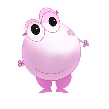 pink frog cartoon character drawing looking up at the sky white light on face It is the white light that comes from the moon.