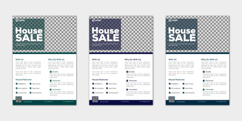 Corporate Real Estate flyer template design set 