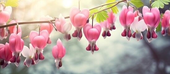 Spring is when the Bleeding heart flowers Dicentra spectabilis bloom painting the garden with the beauty of Dicentra formosa It creates a nature themed floral background