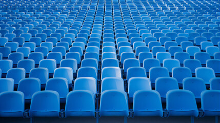 Naklejka premium a large group of blue chairs in a stadium