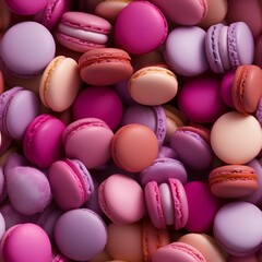 Obraz premium AI generated illustration of a selection of fresh pink macarons