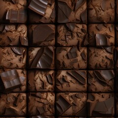 AI generated illustration of a brownie with chocolate pieces sliced into equal square pieces