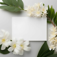 AI generated illustration of a blank piece of paper on a background with flowers