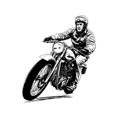 bikers riding a motorcycle skull riding a motorcycle.vector hand drawing,Shirt designs, biker, disk jockey, gentleman, barber and many others	