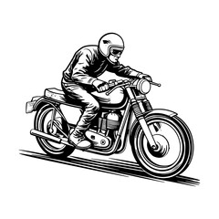 bikers riding a motorcycle skull riding a motorcycle.vector hand drawing,Shirt designs, biker, disk jockey, gentleman, barber and many others	
