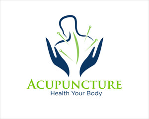 hand care body acupuncture logo designs for medical traditional logo - obrazy, fototapety, plakaty