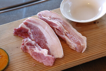 Korea bbq food pork belly