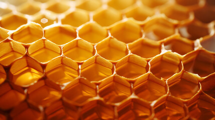 Detailed close up photo of a honeycomb full of honey - obrazy, fototapety, plakaty