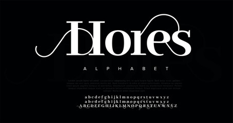HORES Modern minimal abstract alphabet fonts. Typography technology, electronic, movie, digital, music, future, logo creative font. vector illustration