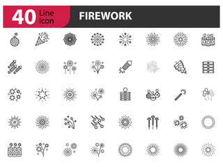 set of firework icons, chinese new year, happy new year