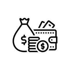 Obraz premium Black line icon for dividend 