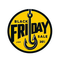 graphic image of a yellow and black label with black Friday, hook center, illustration