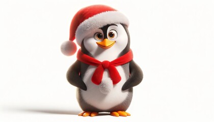 penguin wearing santa hat and suit