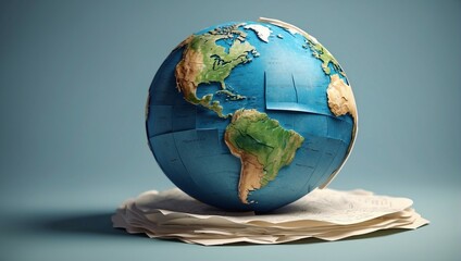 Earth globe paper concept, geography concept
 - obrazy, fototapety, plakaty