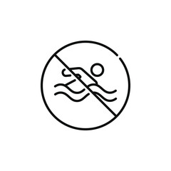 Obraz premium No swimming line icon symbol isolated on white background