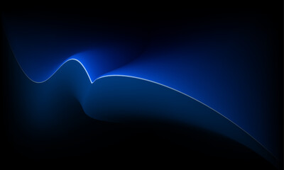  Blue black gradient abstract background with blue wavy line as highlights ornament