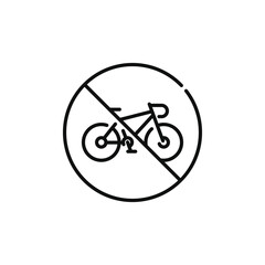 No bicycle line icon sign symbol isolated on white background