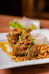 Cabrito a la norteña is a dry dish typical of Peruvian gastronomy.
