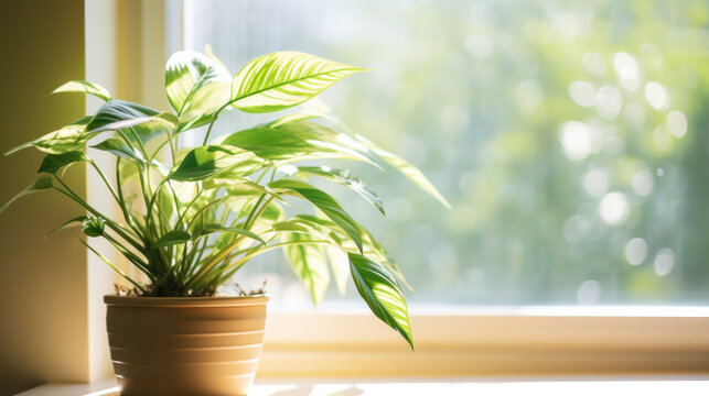 House plants on a windowsill in sunlight © darkhairedblond
