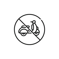 No motorcycle line icon sign symbol isolated on white background