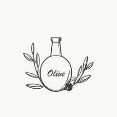 Olive Oil Label in a trendy minimal linear style. Logo and concept for packaging of extra virgin oil and other products